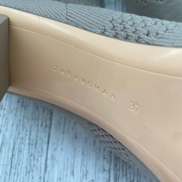 Zara Beige Sock Elastic Heel Booties Size 37 - Picture 6 of 10